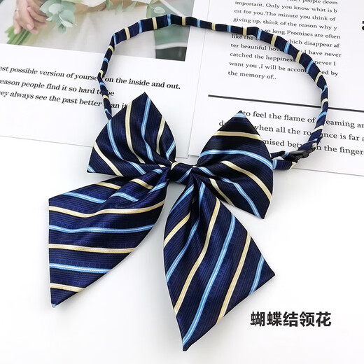 Tanbeiman Bank Bow Tie Women's Bow Tie Part-time Workplace Daily Knot Student School Uniform Bow Post Work Uniform Shirt Stewardess Bow Tie Neck Flower Blue Background Gold Bar Knot Free Suitable for Various Occupations/Shirts/School Uniforms