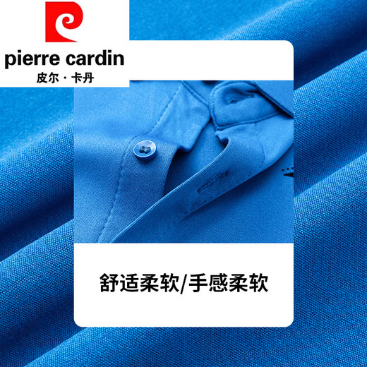 Pierre Cardin Mulberry Silk Camiseta de manga corta para hombres Summer Summer seda sin trazada Haltea 2025 NUEVA CAMISO CORMAL DE NEGOCIOS 6628 azul marino M 100-120Jin [Jin equivale a 0.5 kg] desgaste