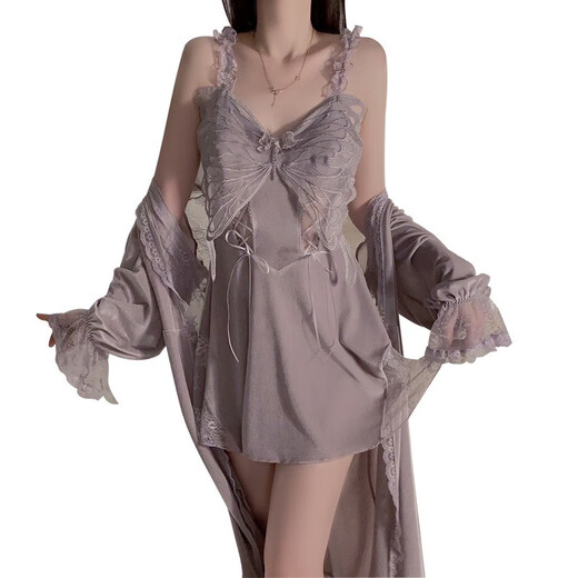 80-160jin [Jin ist gleich 0,5 kg] Herbst und Winter sexy Samtpyjamas plus Brustpolster großer Größe Hosentwickel Nachthemd Außenrock Home Kleidung Set 3879 Schwarze Außengewänder + Gürtel, durchschnittliche Größe empfohlen 80-160jin [Jin gleich 0,5 kg]