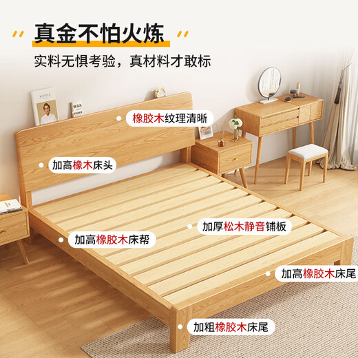 Meilin Xiaozhu solid wood bed pure solid wood 1.5 meters single bed log style master bedroom double bed log single bed 1500mm*2000mm