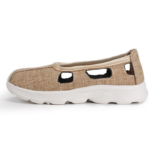 Luohan shoes summer cotton and linen lightweight breathable monk shoes sports soles magnetic vibration non-slip casual cloth shoes beige 34 Luohan shoes summer cotton and linen lightweight breathable monk shoes sports soles magnetic vibration non-slip casual cloth shoes beige 34