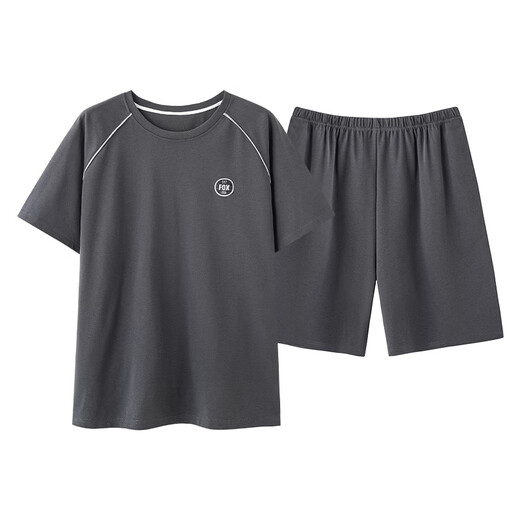 七匹狼（SEPTWOLVES）2025新款男士睡衣夏季纯棉薄款短袖休闲加大码家居服套装可外穿男 13603 L (100-120斤)