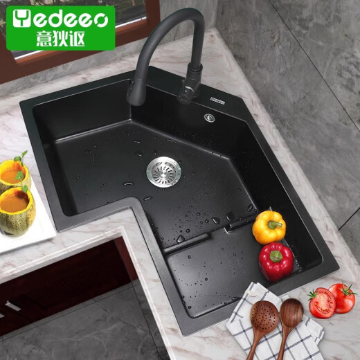 Yidiou Kitchen Quartz Stone Fregadero especial Lavado de la esquina del lavado de lavado