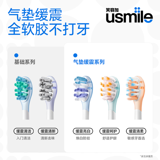 Usmile Smile Plus Electric Toothbrush Head Cushioning brush head does not hit teeth Faded brush filaments remind to replace Bright whitening care cleaning Suitable for adult electric brushes Y20/P20PRO/P10, etc. 2 packs Basic cleaning