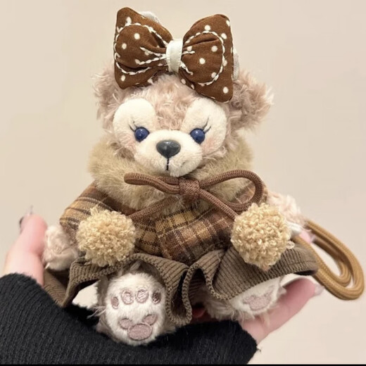 迪士尼（Disney）官方雪莉玫达菲小熊包包挂件汽车钥匙扣秋冬男女生背包玩偶公仔送 灰毛衣斜挎小狗玫玫挂件【白色挂