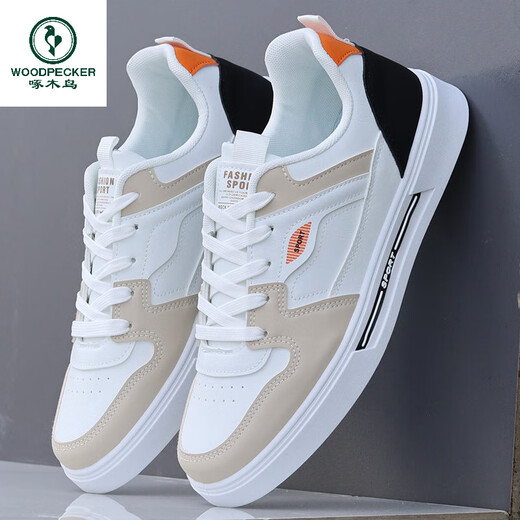 Woodpecker Herrenschuhe 2025 Neue Herbst -Ledersport- und Freizeitbrettschuhe für vielseitige trendige kleine weiße trendige Schuhe Student Schuhe weiß schwarz 9905 [K] 38