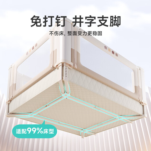 Innotruth dreiseitiger Bett Zaun auf dem Bett Baby Zaun Sicherheitsbett Leitplanke Leitplanke Baby Anti-Fall-Schalldämpfer ohne Loch 1,8+2+2 Meter [Miao Xiaoxiang verbessertes Modell]