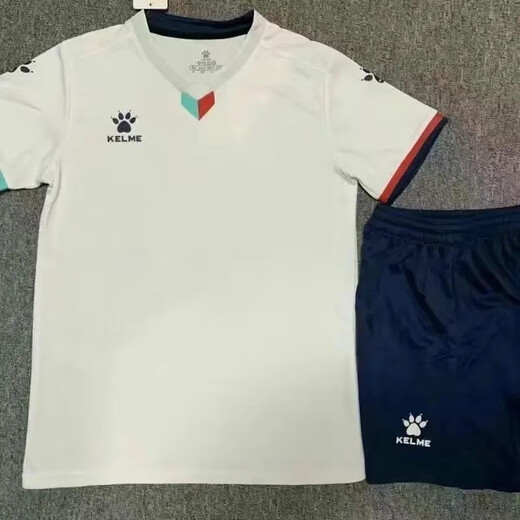 卡尔美（KELME）足球运动套装成人儿童短袖运动队服男女透气比赛训练球衣印字 1048-白色套装 XL