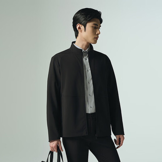 Lilan waterproof jacket autumn men's stand collar far infrared heating jacket autumn new simple business men's jacket black XL 175/92A