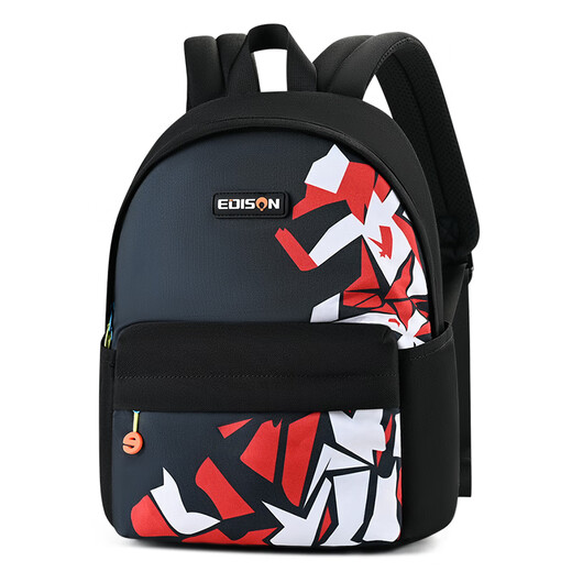 Edison Kindergarten Schoolbag Clase de preescolar Estudiantes de la escuela primaria Tour de estudio al aire libre Sutida para adultos Pequeña mochila negra y roja [modelo general/se puede colocar en el libro de texto A4]