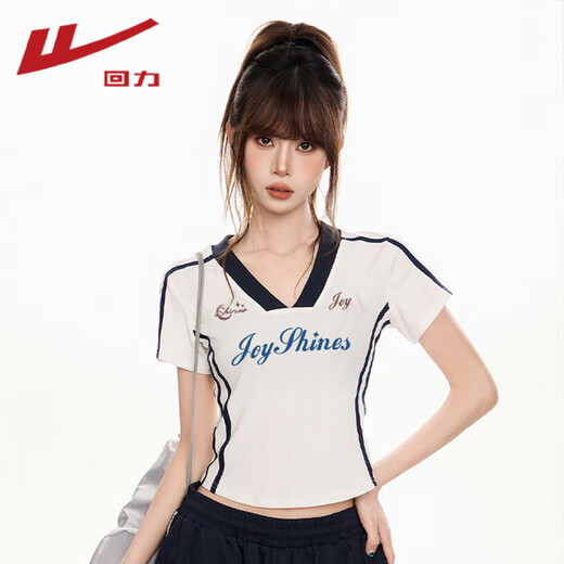 T-shirt à manches courtes contrastées de Guerrier en V 2025 Été Sexy Hot Girl Slim ins tendance polyvalente Top occasionnel