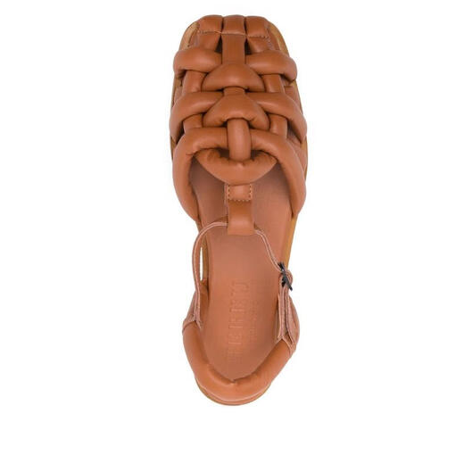 HEREU women's sheepskin footbed fish mouth sandals square heel comfortable and versatile summer other women's sandals NUDE / NEUTRALS 40