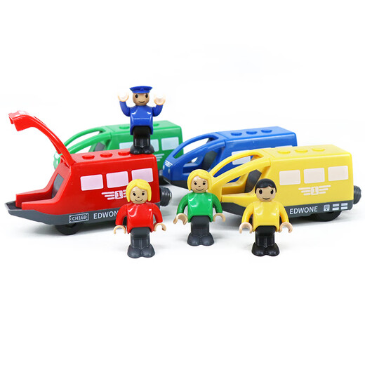 Magnetische Fernbedienung Elektrischer Zug Hölzer Gleis MAS -Zug Traktor -Kinderspielzeug Blue Passagierbahn + 1 Wagenkutsche kompatibel mit verschiedenen Holzstandards