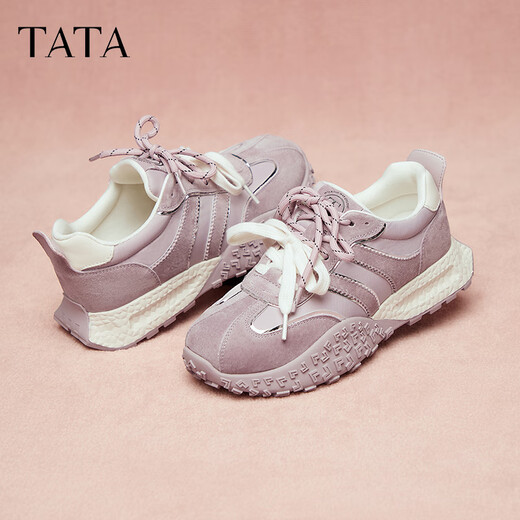 他她（TATA）厚底休闲阿甘鞋女鞋2025春秋CM702CM5 米色 38