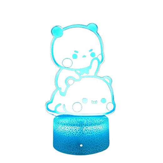 现货一二布布usb小夜灯ed卡通动漫周边卧室可爱摆件生日礼物 3894一二布布单人拍照款 黑色16色遥控款