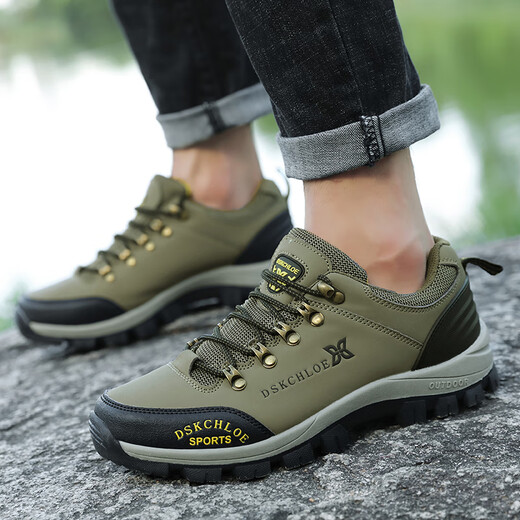 Camel (chameau) Chaussures pour hommes du printemps de taille brisée avec des chaussures de randonnée en cuir imperméable et résistant à l'usure sans glissement.