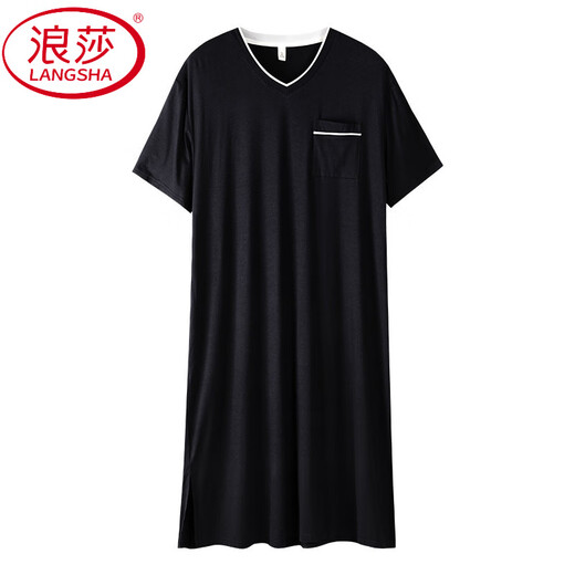 Langsha Summer de camisón para hombres NUEVO PAJAMAS MODAL MODAL MANGO A LA MANGA CORTA SALA VOLUNCIÓN Se puede usar afuera con ropa para el hogar de gran tamaño SMH [844 Flower Grey] 3xl