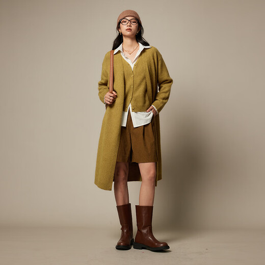 ROMON knitted sweater women Maillard style raccoon fluffy jacket women 2025 spring and autumn loose silhouette Korean long style gold embroidery red one size /155-90Jin [Jin equals 0.5 kg]-170-140Jin [Jin equals 0.5 kg]