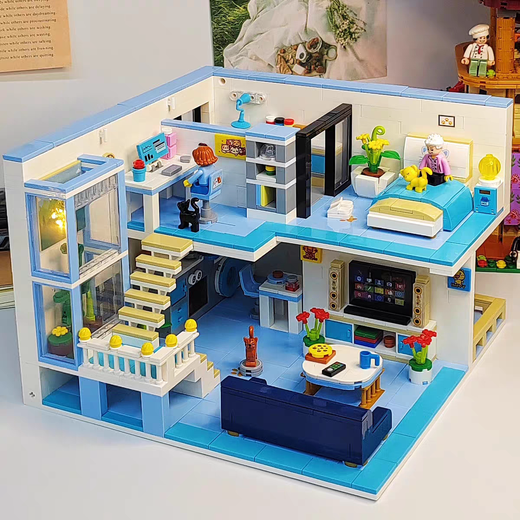 LE High-Tech Street View Building Bloum House Diy Villa Garden pour enfants Assemblée éducative Toys Small Wangwang Fashion Home [1048 Particules] + Acrylique
