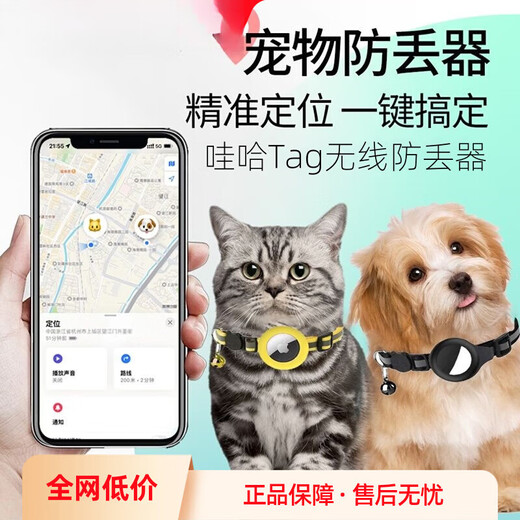 小米（MI）适用猫咪狗狗定位器猫咪gps项圈宠物防丢器防走失追踪神器追跟订位仪 【苹果手机专用】蓝色项圈一套