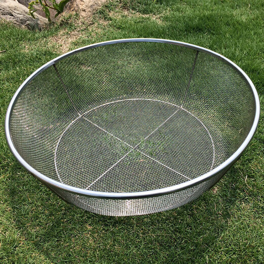 Enshousu stainless steel sieve iron sieve fried dough sticks steel wire oil filter basket round mesh fish drying restaurant draining and drying things household dustpan diameter 52 cm sieve hole 2 mm depth 8 cm