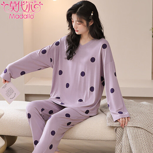Modal pajamas for women in spring and autumn style 2025 new long-sleeved pure cotton cute thin autumn women's home clothing set can be worn outside 3882 M
