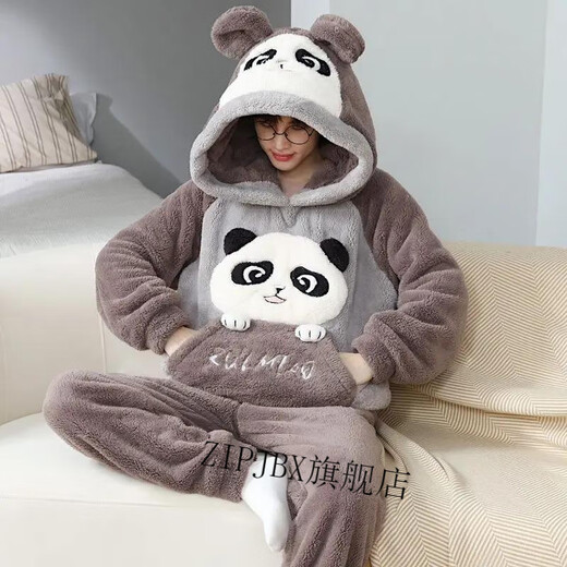 Zipjbx Zuoxi Bekleidungsgeschäft Korallenpyjamas Winter Herbst und Winter verdickter Flanell warmes Cartoon Home Kleidungsstück 9902* Kapuzenset m klein [80-90jin [Jin gleich 0,5 kg]]