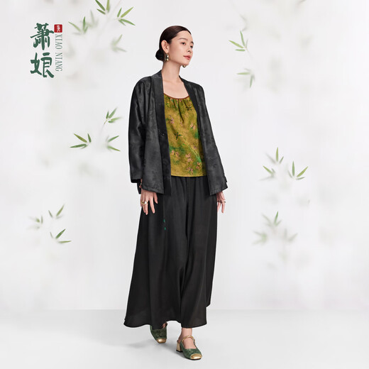 
Xiao Niang [Mo Heyun] Jacquard Satin Cloud Shape New Chinese Long Sleeve Jacket Mulberry Silk Chinese Style 1463 Black 2XL 140-150Jin [Jin equals 0.5 kg]