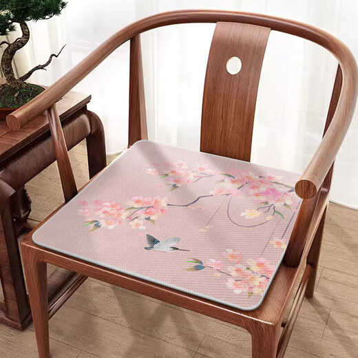 Luoda bewegt Sitzkissen im chinesischen Stil Vier Jahreszeiten Universal Stuhl Kissen Ice Seidenkolben Kühlmatte Massivholzmöbel Mahagoni-Sofa Stuhl Kissen U2694n-Cyanqing Pfirsich Blossom n [vier Jahreszeiten universell] 45*45 cm (kleiner Sitzkissen)