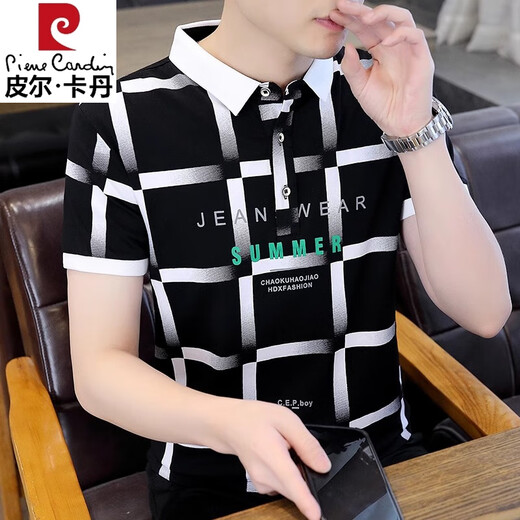 皮尔卡丹（pierre cardin）2025年夏季新款薄款清凉透气舒适休闲百搭翻领POLO衫潮流字母印花 F9226白色  M (约90-105斤可穿)