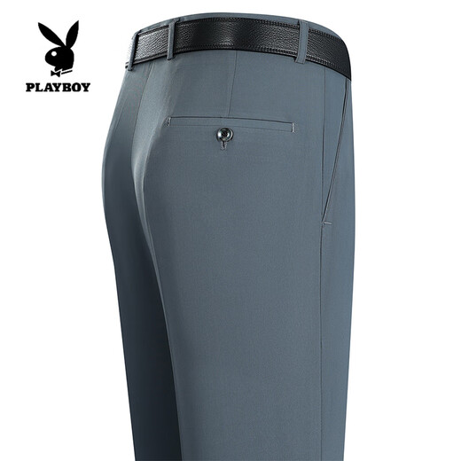 花花公子（PLAYBOY）桑蚕丝西裤男士夏季薄款中老年休闲裤爸爸长裤直筒男士西装裤 6621富贵灰【夏季】 双褶宽松款 36 【腰围二尺九】