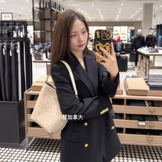 蔻驰（COACH）小慧加拿大CoachCity17水桶包单肩斜挎流浪容量手提腋下百搭 1.奶咖色老花 小号 限时折扣
