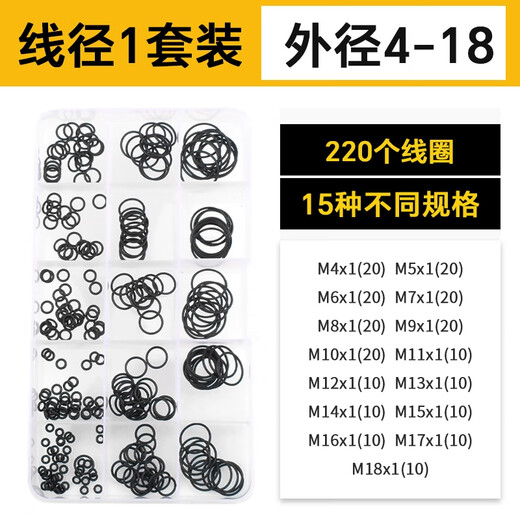 GUWANJI O-ring repair box set High temperature resistant silicone ring faucet waterproof sealing gasket Wire diameter 1mm set 1 box