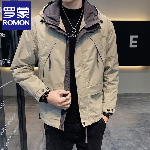 Romon Jacket Men's Autumn and Winter 2025 New Trendy Velvet Charge Top Men's Double Layer Casual Hooded Work Clothes Black Velvet Thickening It is recommended to go up one size XL Recommended 135-150 Jin Jin is equal to 0.5 kg