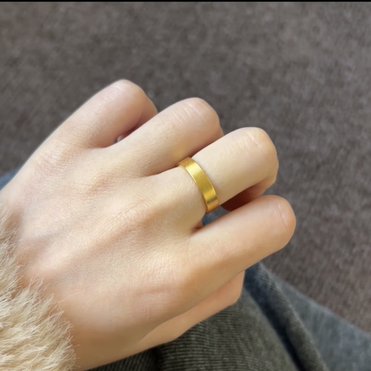 YINXIANGRONG gold couple rings A pair of men's and women's square mouth 999 pure gold 520 Valentine's Day gift for girlfriend and wife Square mouth ring No. 22 ring mouth about 1.2g