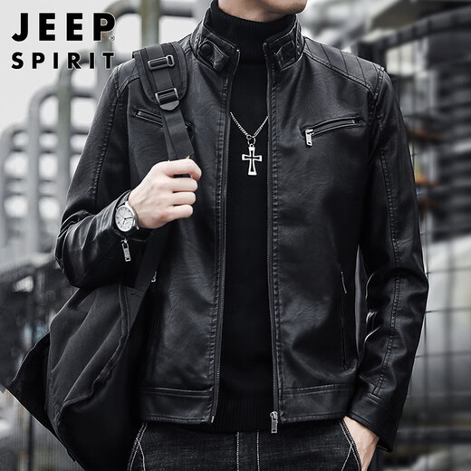 Jeep Spirit Jeep en cuir veste pour hommes et automne veste lâche collier de support masculin