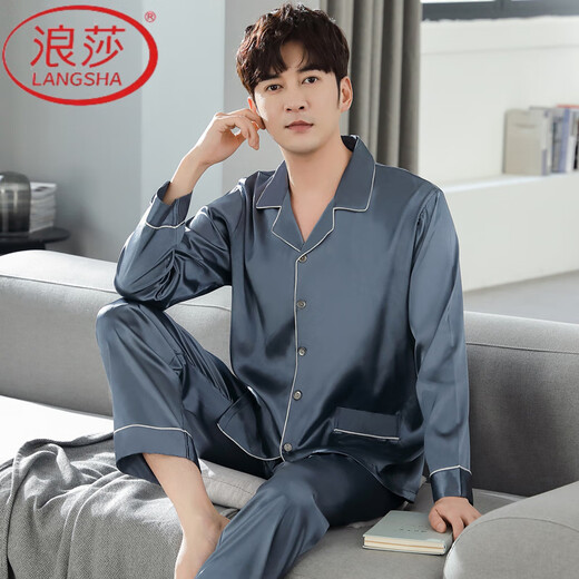 Langsha Silk Pajamas Men's Summer Cold Cold à manches longues à manches longues 2025 Été Menc Men de papa Mencations Menti