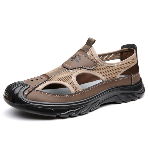Yierkang Prince Men's Bottle Bottle Sandals Полая сетчатая сетчатая летняя воздухопроницаемая не скользящая легкая спорт и пляжные туфли на отдых S826 Black 46