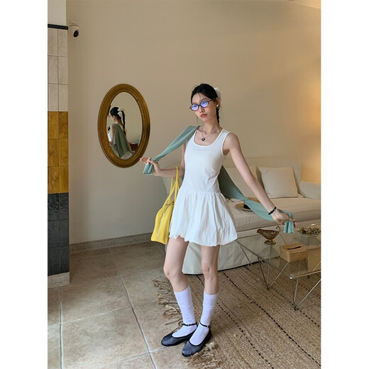 Zhewei Love Xili 2025 Spring Korean Ballet Style Flower Birthday Blossoms and Simple Vest Dress Women 13601 Black One Size s