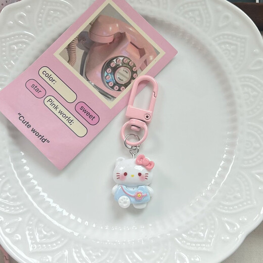 Neue vielseitige KT -Katze Keychain niedliche Cartoon Harz Anhänger Schultasche Hanges kleines Geschenkpaar Keychain [Kt Cat Keychain] Trojaner Kätzchen