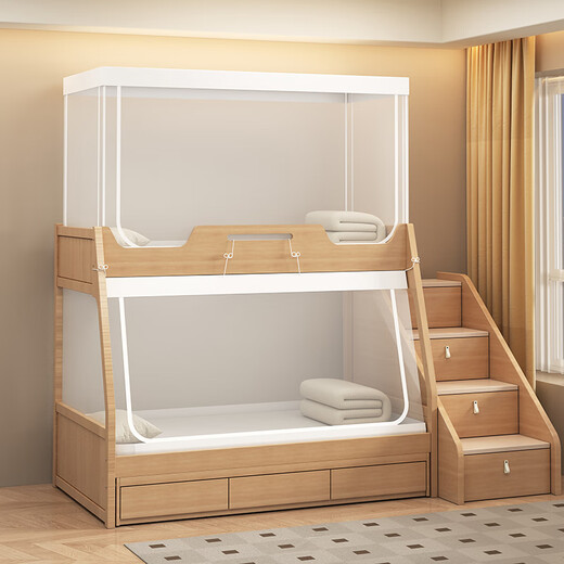 Yalu Mosquito Net for Home Bedroom 2025 New Full-cover Baby Bed, Installation-free, Anti-fall, Full Bottom Baby No Bracket Needed, All-Inclusive Simple Simple Baby Bed Mosquito Net - Dust-proof Top 150cm*190cm*100cm, Lower Bunk Single Door