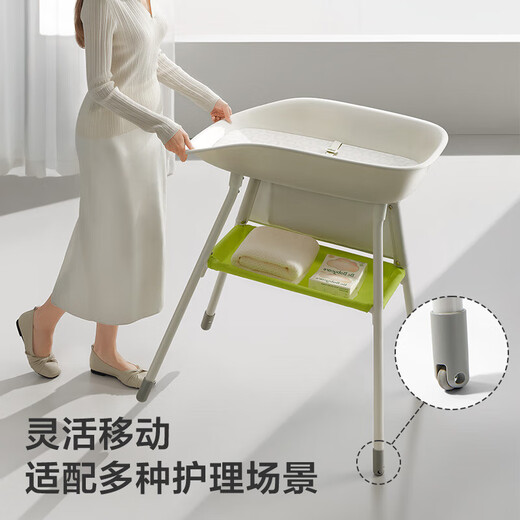 BY BABYCAREbabycare diaper table multifunctional newborn special care table baby bathing and changing diaper portable crib directional wheels flexible movement origin white