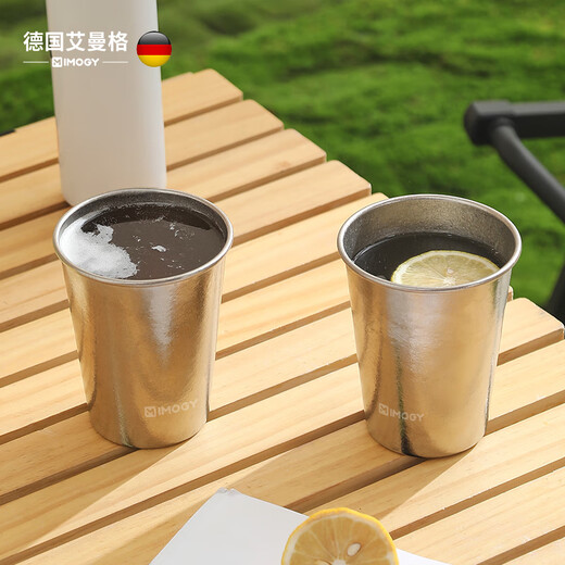 Amenger German pure titanium beer cup outdoor camping water cup juice cup single layer portable cup anti-fall cold drink cup titanium cup
