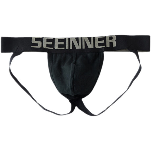 Seeinner men's double-butt underwear sexy cotton U-convex low-waist sports thong underwear for men black + white L 105--125Jin Jin is equal to 0.5 kg
