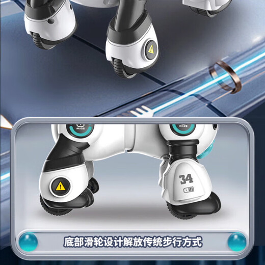 翎喏德国高端新款智能机器猫儿童玩具男女孩宝宝电动遥控机器人走路会 冰晶蓝猫升级手势感应智能编程 官方标配