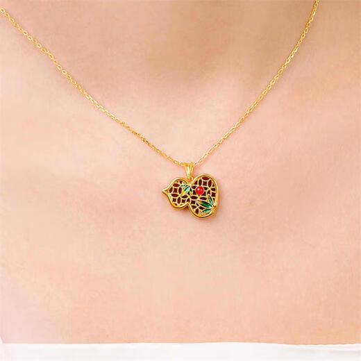 Junpo Baozhen bamboo gourd 18k gold pendant women's fashion color gold necklace clavicle chain pendant 18k gold pendant customization