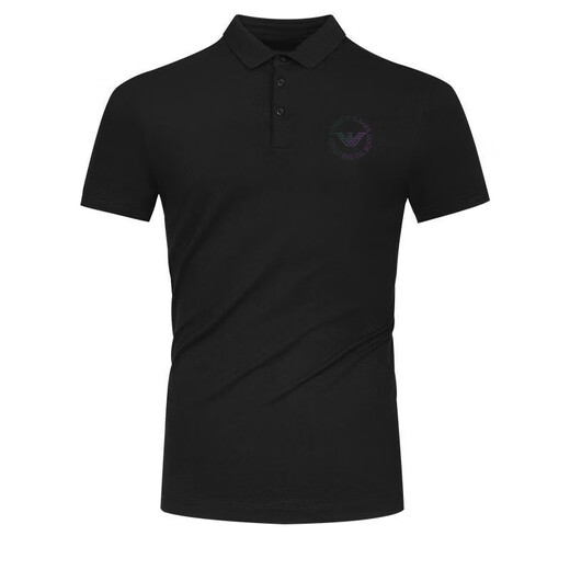 ARMANIBR Armani Summer Men's Business and Casual Short Sleeve POLO Shirt Mulberry Silk Flip AM756 Black Lapel M Reference Weight 90-120Jin [Jin equals 0.5 kg]