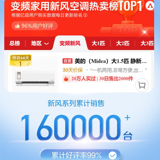 美的（Midea）大1.5匹 静新风 超一级能效 变频 节能节电 空调挂机 健康风新风国家补贴 KFR-35GW/N8XF1-1定制版