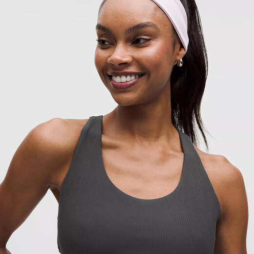 lululemon丨Ribbed Nulu Women's Ribbed Curved Hem Rear Open Vest LW1FLJS Graphite Gray L