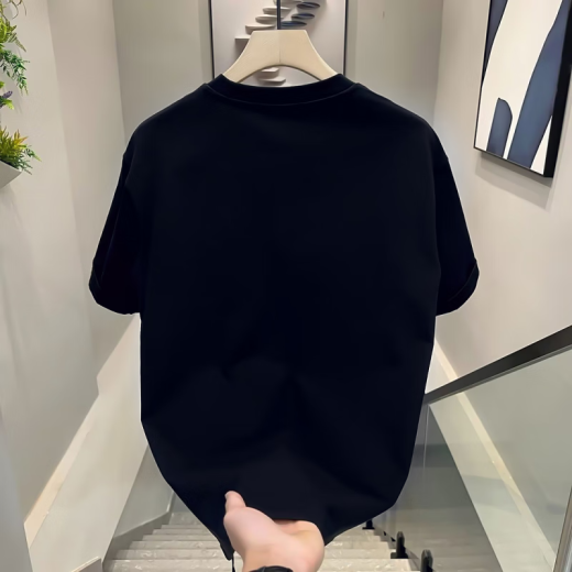 Kazuki Kuraishi Summer Nuevo algodón de algodón pesado Camiseta de manga corta para dibujos de diseño masculino impreso versátil cuello redondo de moda